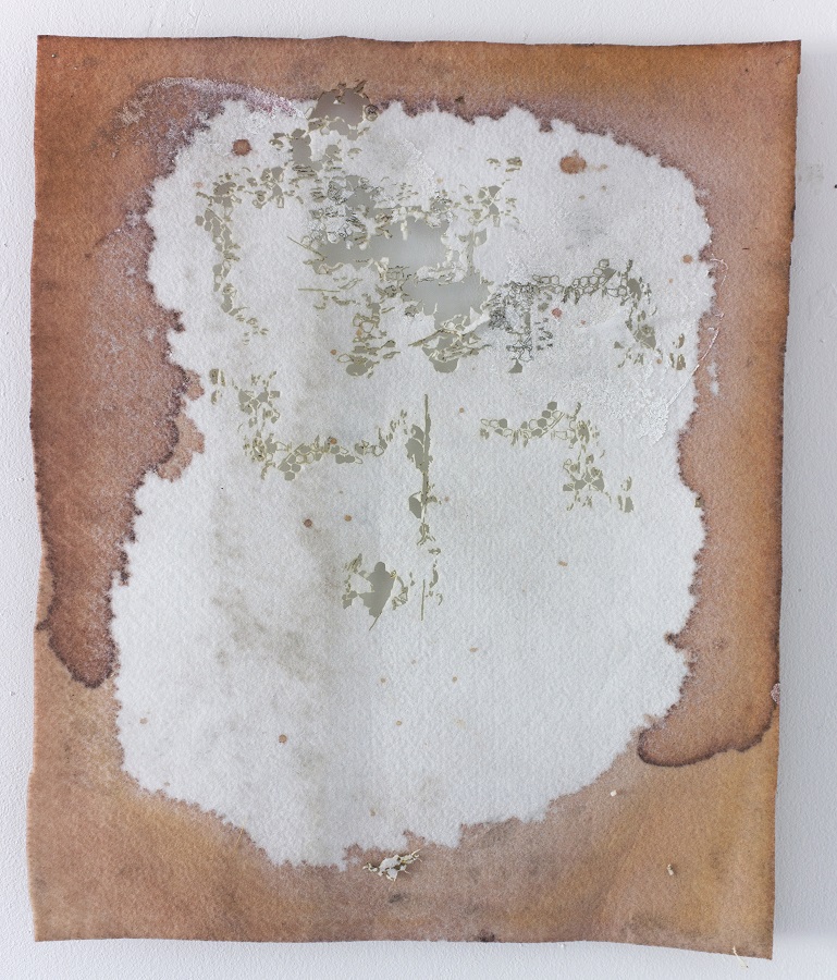 Diana Puglisi, Atrophy, 2015. Fabric dye and house paint on interfacing, 18 x 14.5 inches. Courtesy of the artist.
